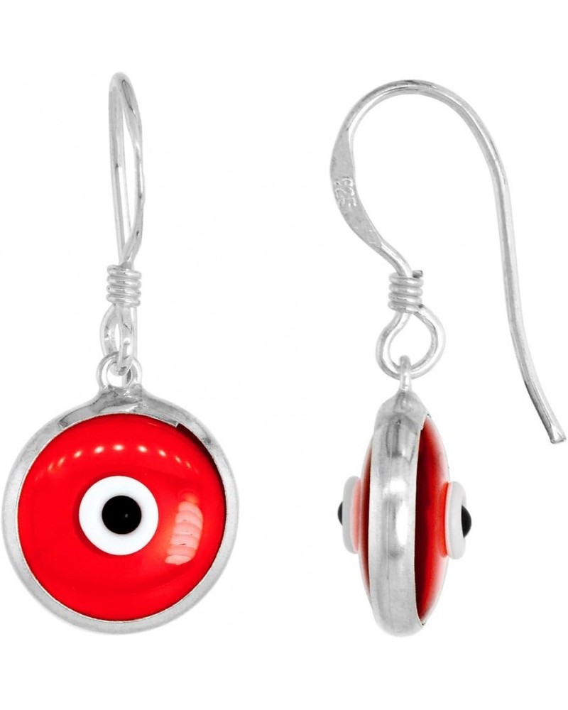 Sterling Silver Evil Eye Earrings for Women and Girls 10 MM Glass Eyes Available in All Color Fish Hook Ruby_Red_Clear $12.95...