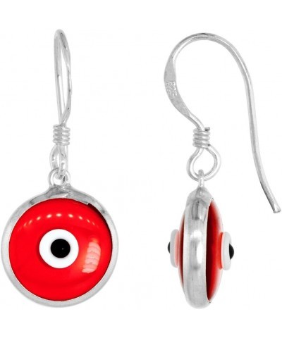 Sterling Silver Evil Eye Earrings for Women and Girls 10 MM Glass Eyes Available in All Color Fish Hook Ruby_Red_Clear $12.95...