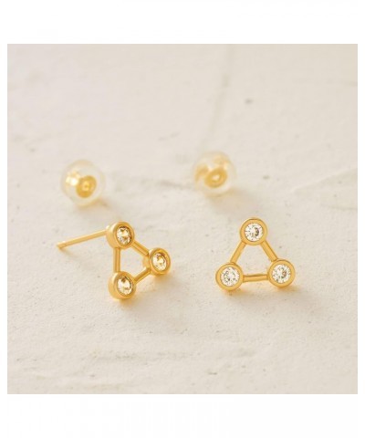 Women Earrings Gold Stud 14K Gold Filled Small Simple Handmade Hypoallergenic Everyday Jewelry Triangle Open CZ $10.19 Earrings