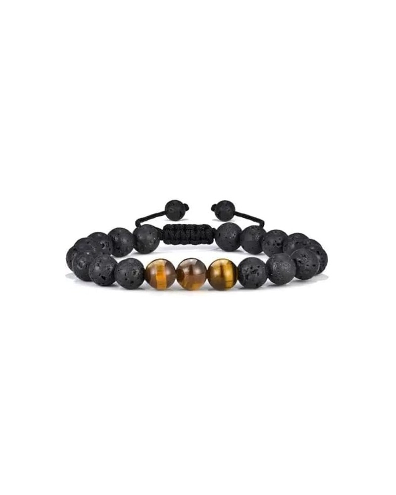 Tiger Eye and Lava Rock Bracelet – Natural Stress Relief and Adjustable Yoga Beads Bracelet for Men and Women – Embrace Posit...