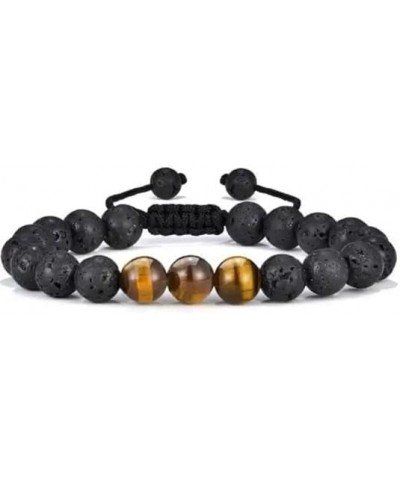 Tiger Eye and Lava Rock Bracelet – Natural Stress Relief and Adjustable Yoga Beads Bracelet for Men and Women – Embrace Posit...