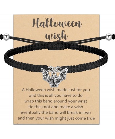 Halloween Wish Bracelet Ghost Skeleton Bat Spider Witch Charm Wish Bracelet Halloween Party Favor Halloween Card Gift Bat Cha...