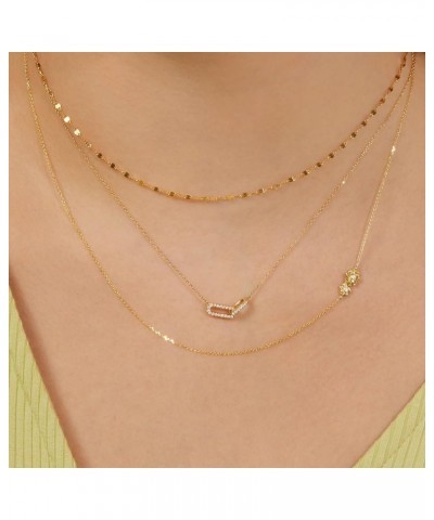 Gold Pendant Necklace for Women, Dainty Diamond Necklaces for Women Simple 14K Gold Plated Paperclip Choker Necklaces Cute Mi...