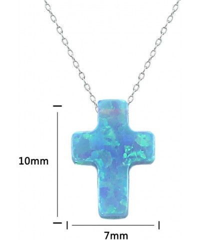 Blue Opal Cross Pendant Choker Necklace Sterling Silver Charming Collar Necklace Sky Blue $11.79 Necklaces