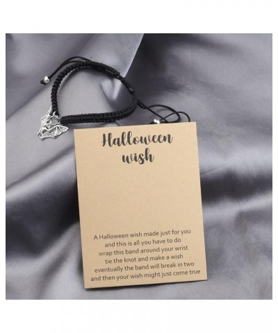 Halloween Wish Bracelet Ghost Skeleton Bat Spider Witch Charm Wish Bracelet Halloween Party Favor Halloween Card Gift Bat Cha...