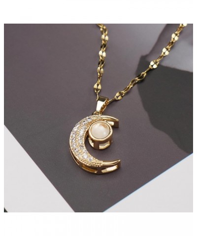 Moon Necklace Evil Eye Pendant for Women Girls 18K Gold Plated Singapore Chain Cubic Zirconia Protection Jewelry Birthday Gra...