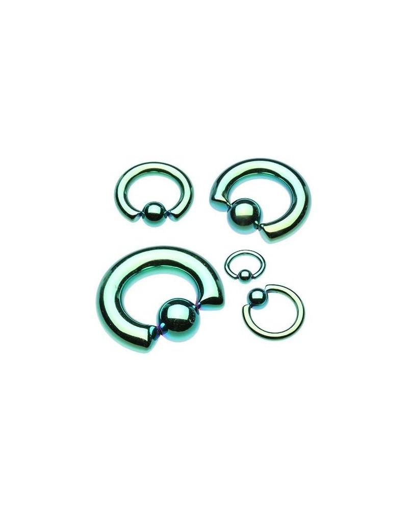 Basic Steel Captive Bead Ring 316L Surgical Steel (Sold Individually) 0g 16mm (12mm Ball) Green $8.95 Body Jewelry