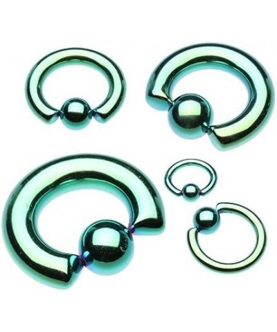 Basic Steel Captive Bead Ring 316L Surgical Steel (Sold Individually) 0g 16mm (12mm Ball) Green $8.95 Body Jewelry