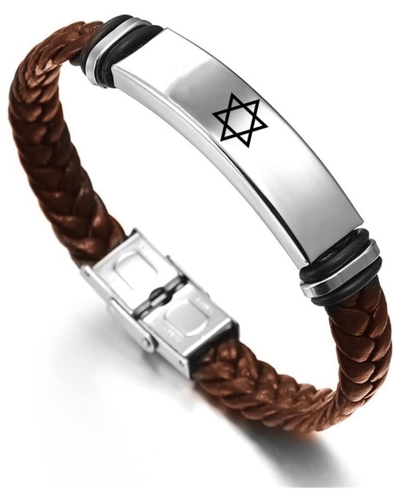 Star Of David Jewish Bracelet Religious Jerusalem Mogen David Star Leather Bracelet Women Men Judaica Hebrew Israel Faith Han...