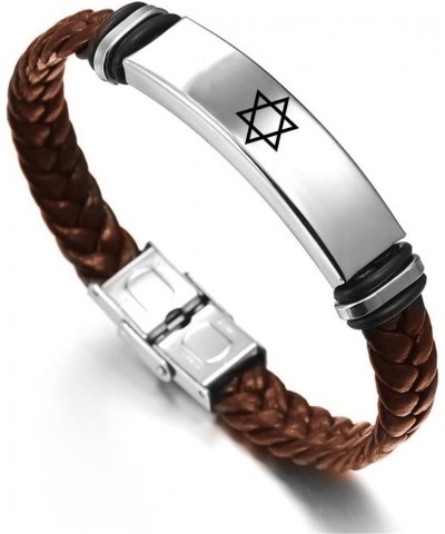 Star Of David Jewish Bracelet Religious Jerusalem Mogen David Star Leather Bracelet Women Men Judaica Hebrew Israel Faith Han...