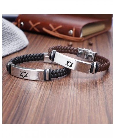 Star Of David Jewish Bracelet Religious Jerusalem Mogen David Star Leather Bracelet Women Men Judaica Hebrew Israel Faith Han...