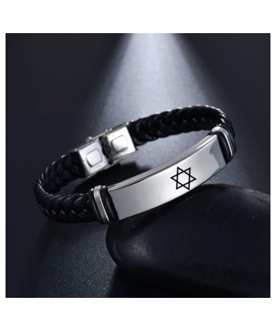 Star Of David Jewish Bracelet Religious Jerusalem Mogen David Star Leather Bracelet Women Men Judaica Hebrew Israel Faith Han...