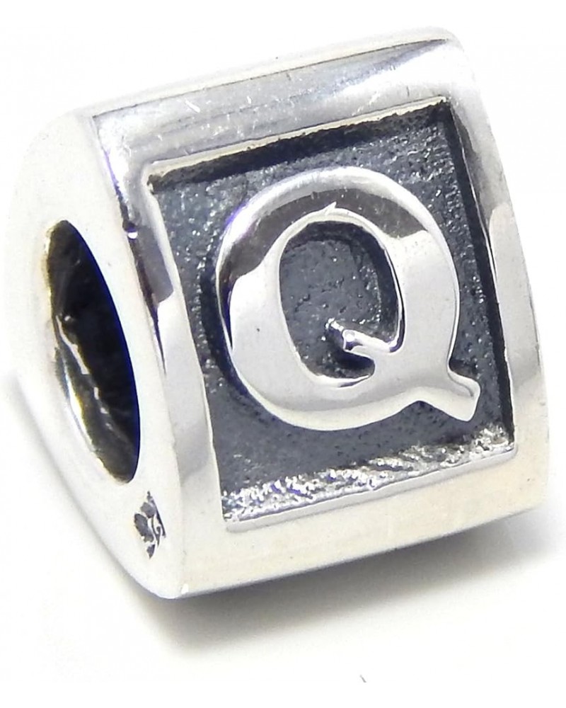 925 Sterling Silver Alphabet Triangle Charm Bead Q $12.47 Bracelets