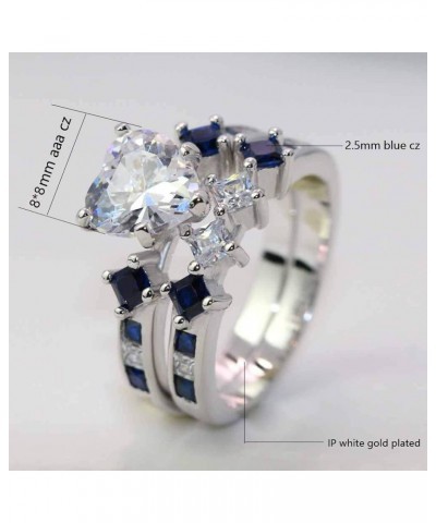 Couple Rings Princess cut Blue Cz Womens Wedding Ring Sets Titanium Steel Man Wedding Bands(Please Buy 2 Rings for 1 Pair) Bl...