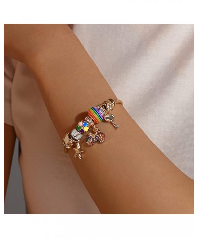 Charm Gold Bracelets Pride Rainbow Bracelet Cuff beaded Bangle Bracelets for Women and Girls Gold $6.11 Bracelets