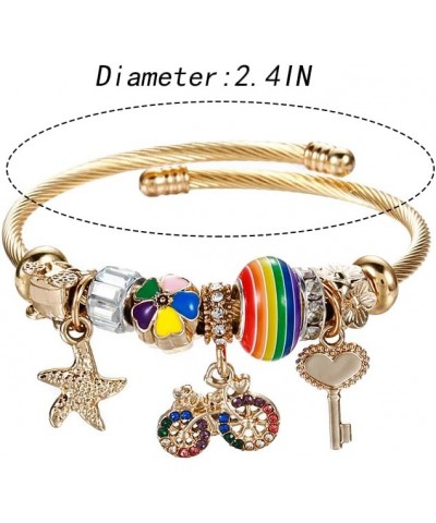 Charm Gold Bracelets Pride Rainbow Bracelet Cuff beaded Bangle Bracelets for Women and Girls Gold $6.11 Bracelets