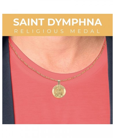 Saint Dymphna Round Religious Medal - in Sterling Silver and 10K or 14K Gold 3/4 x 3/4 Inch Medal With Engraving Solid 10k Ye...