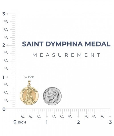 Saint Dymphna Round Religious Medal - in Sterling Silver and 10K or 14K Gold 3/4 x 3/4 Inch Medal With Engraving Solid 10k Ye...