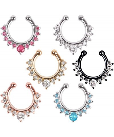 Fashion Creative Body Piercing Jewelry for Women Men Fashion Women Rhinestone Inlaid Nose Ring Clip Hoop Piercing Body Jewelr...