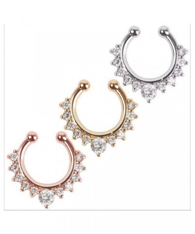 Fashion Creative Body Piercing Jewelry for Women Men Fashion Women Rhinestone Inlaid Nose Ring Clip Hoop Piercing Body Jewelr...