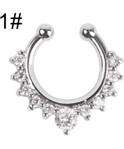 Fashion Creative Body Piercing Jewelry for Women Men Fashion Women Rhinestone Inlaid Nose Ring Clip Hoop Piercing Body Jewelr...