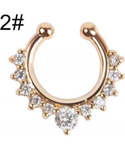 Fashion Creative Body Piercing Jewelry for Women Men Fashion Women Rhinestone Inlaid Nose Ring Clip Hoop Piercing Body Jewelr...