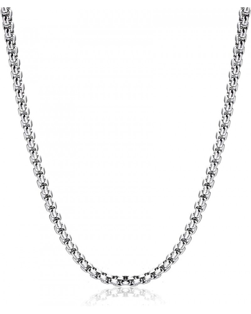 Square Rolo Chain Necklace Stainless Steel Round Box Necklace for Men & Women 2mm Wide 24 Inches $11.81 Necklaces