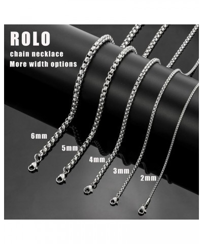 Square Rolo Chain Necklace Stainless Steel Round Box Necklace for Men & Women 2mm Wide 24 Inches $11.81 Necklaces