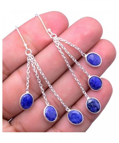 925 Sterling Silver Natural Gemstone Drop Dangle Earrings for Women blue sapphire $11.07 Earrings