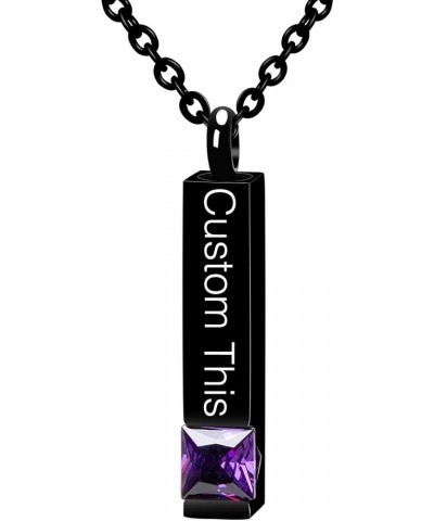 Personalized Custom Cremation Necklace Urn for Ashes Keepsake Memorial Bar Pendant Jewelry Purple $13.91 Necklaces