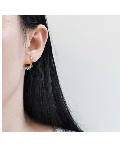 Gold Sun Earrings for Women Sunshine Stud Earrings Small Hoop Earrings Simple Minimalist Jewelry Gift Gold $8.99 Earrings