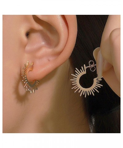 Gold Sun Earrings for Women Sunshine Stud Earrings Small Hoop Earrings Simple Minimalist Jewelry Gift Gold $8.99 Earrings