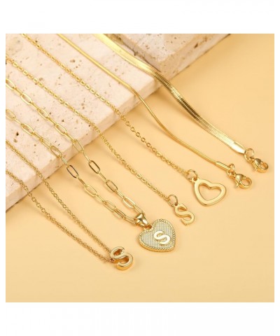 Gold Initial Necklaces for Women Girls, 3 Pcs 14K Gold Plated Letter Heart Pendant Necklaces, Dainty Gold Letter Necklace Set...