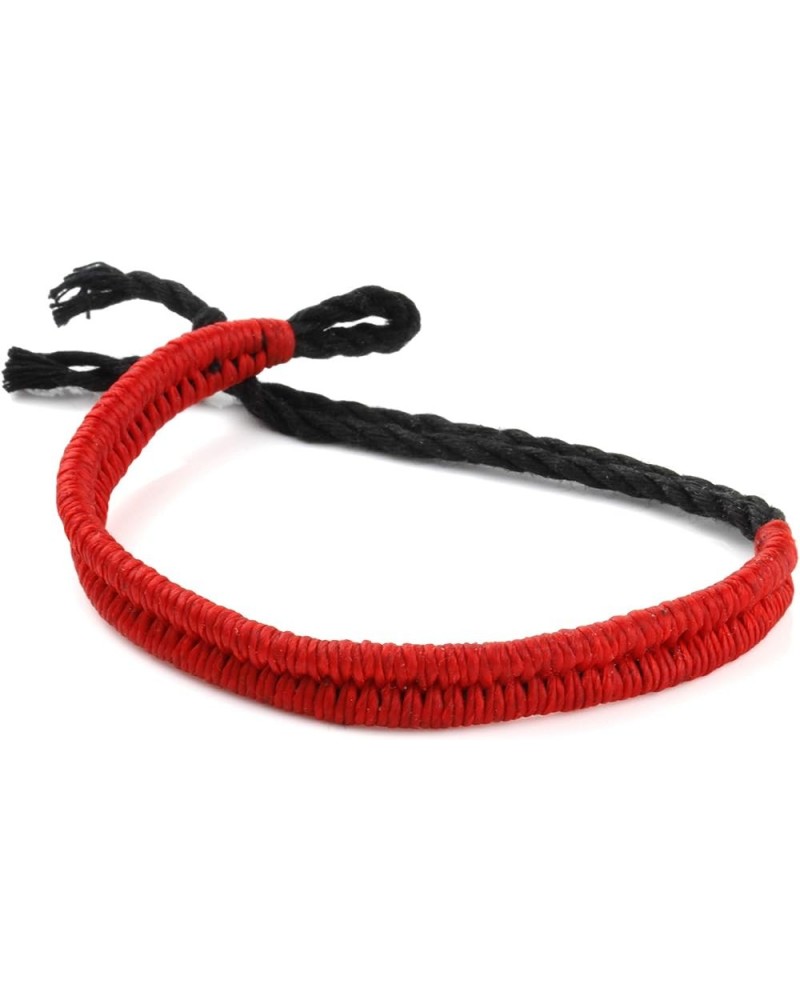 Minimal Wax Cotton Rope Handmade Festival Bracelet Solid Red $10.08 Bracelets