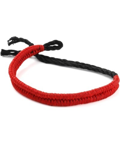 Minimal Wax Cotton Rope Handmade Festival Bracelet Solid Red $10.08 Bracelets