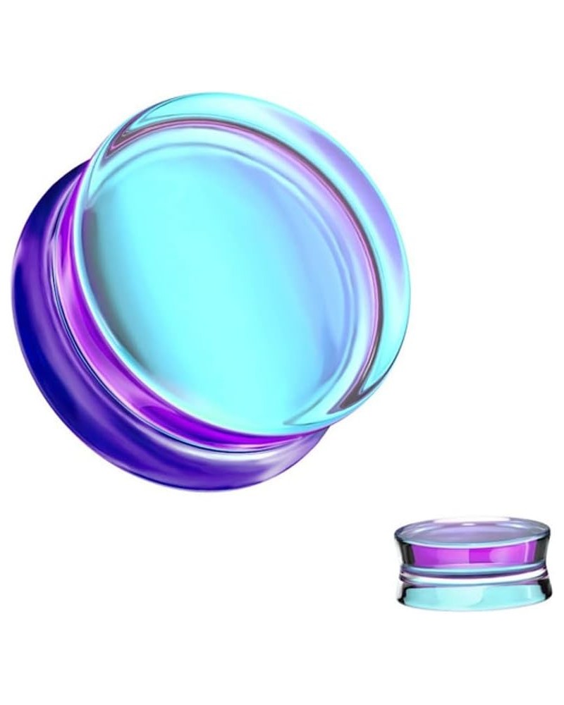 Aurora Borealis Double Saddle Glass Ear Gauges 14MM - 9/16 INCH Purple AB $8.63 Body Jewelry