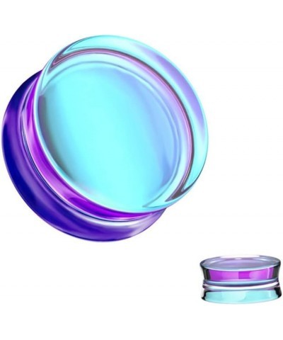 Aurora Borealis Double Saddle Glass Ear Gauges 14MM - 9/16 INCH Purple AB $8.63 Body Jewelry