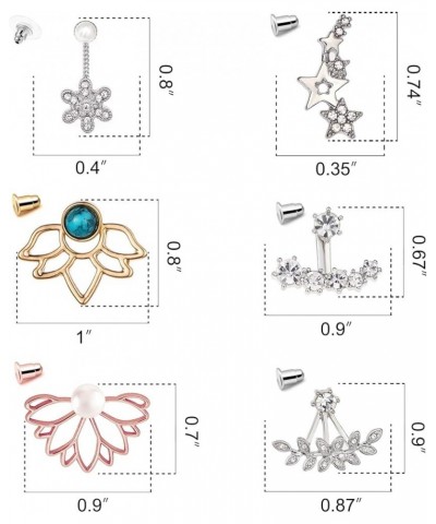 Fashion Hollow Lotus Flower Earrings Crystal Simple Chic Stud Earrings Set 8 Pairs Set4 $9.68 Earrings