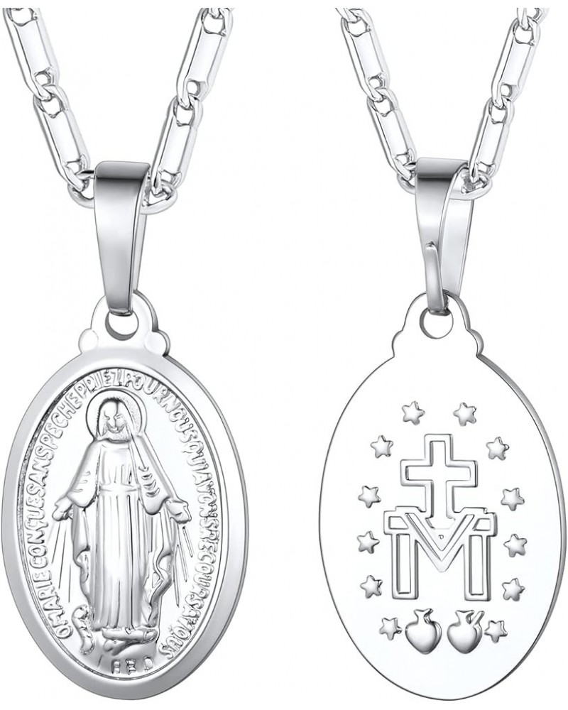 Virgin Mary Necklace 18K Gold Plated Women/Men Christian Jewelry Cross Miraculous Medal Pendant Necklace 01. Platinum $16.79 ...