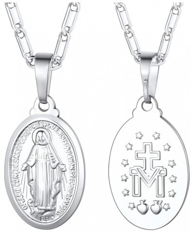 Virgin Mary Necklace 18K Gold Plated Women/Men Christian Jewelry Cross Miraculous Medal Pendant Necklace 01. Platinum $16.79 ...