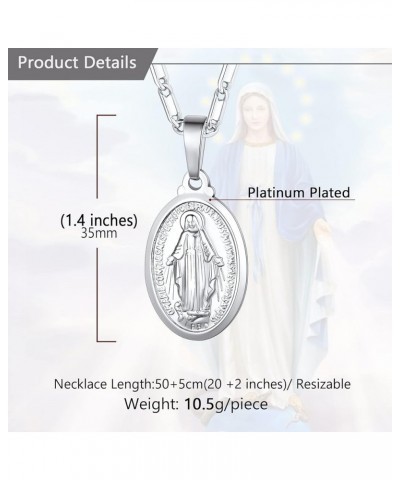 Virgin Mary Necklace 18K Gold Plated Women/Men Christian Jewelry Cross Miraculous Medal Pendant Necklace 01. Platinum $16.79 ...