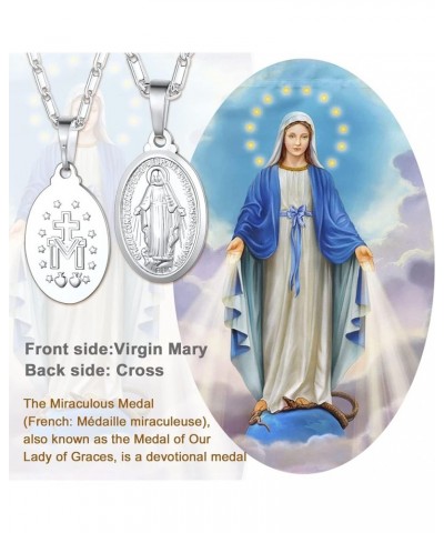 Virgin Mary Necklace 18K Gold Plated Women/Men Christian Jewelry Cross Miraculous Medal Pendant Necklace 01. Platinum $16.79 ...