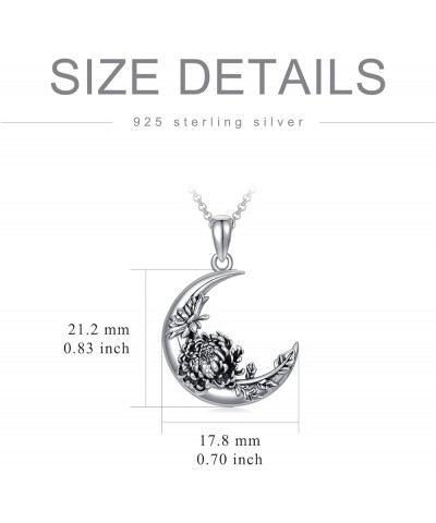 Sterling Silver Moon Crescent Shape Birth Flower Urn Necklace Gothic Birth Flower Cremation Jewelry for Women Chrysanthemum F...