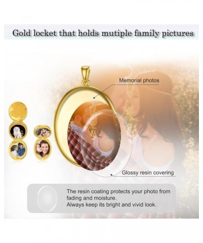 10K 14K 18K Solid Gold/Plated Gold Oval Locket That Holds Multi Pictures Personalized Oval Sunflower/Starburst/Rose Locket Ne...