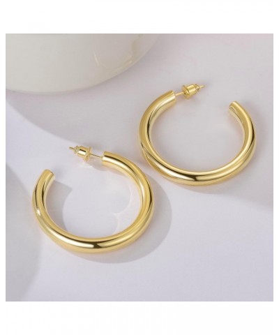 Gold Hoop Earrings-14K Gold Chunky Hoop Earrings Thick Tube Hoop Earrings for Women… $18.70 Earrings