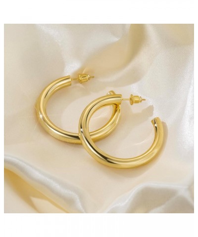 Gold Hoop Earrings-14K Gold Chunky Hoop Earrings Thick Tube Hoop Earrings for Women… $18.70 Earrings