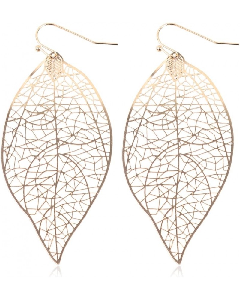 Moroccan Filigree Geometric Drop Earrings - Bohemian Metallic Cutout Lightweight Hook Dangles Flower Petal Leaf, Teardrop, Ci...