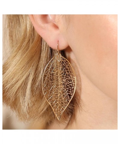 Moroccan Filigree Geometric Drop Earrings - Bohemian Metallic Cutout Lightweight Hook Dangles Flower Petal Leaf, Teardrop, Ci...