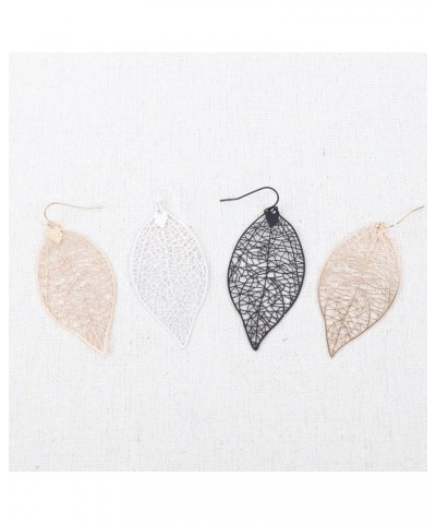 Moroccan Filigree Geometric Drop Earrings - Bohemian Metallic Cutout Lightweight Hook Dangles Flower Petal Leaf, Teardrop, Ci...