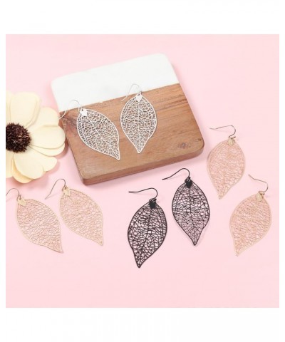 Moroccan Filigree Geometric Drop Earrings - Bohemian Metallic Cutout Lightweight Hook Dangles Flower Petal Leaf, Teardrop, Ci...